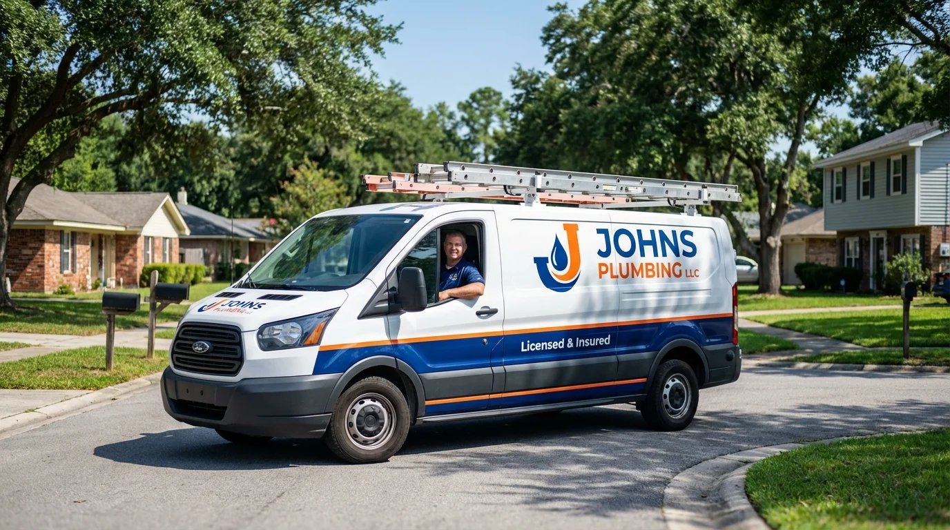 Johns Plumbing LLC service van in New Providence, NJ