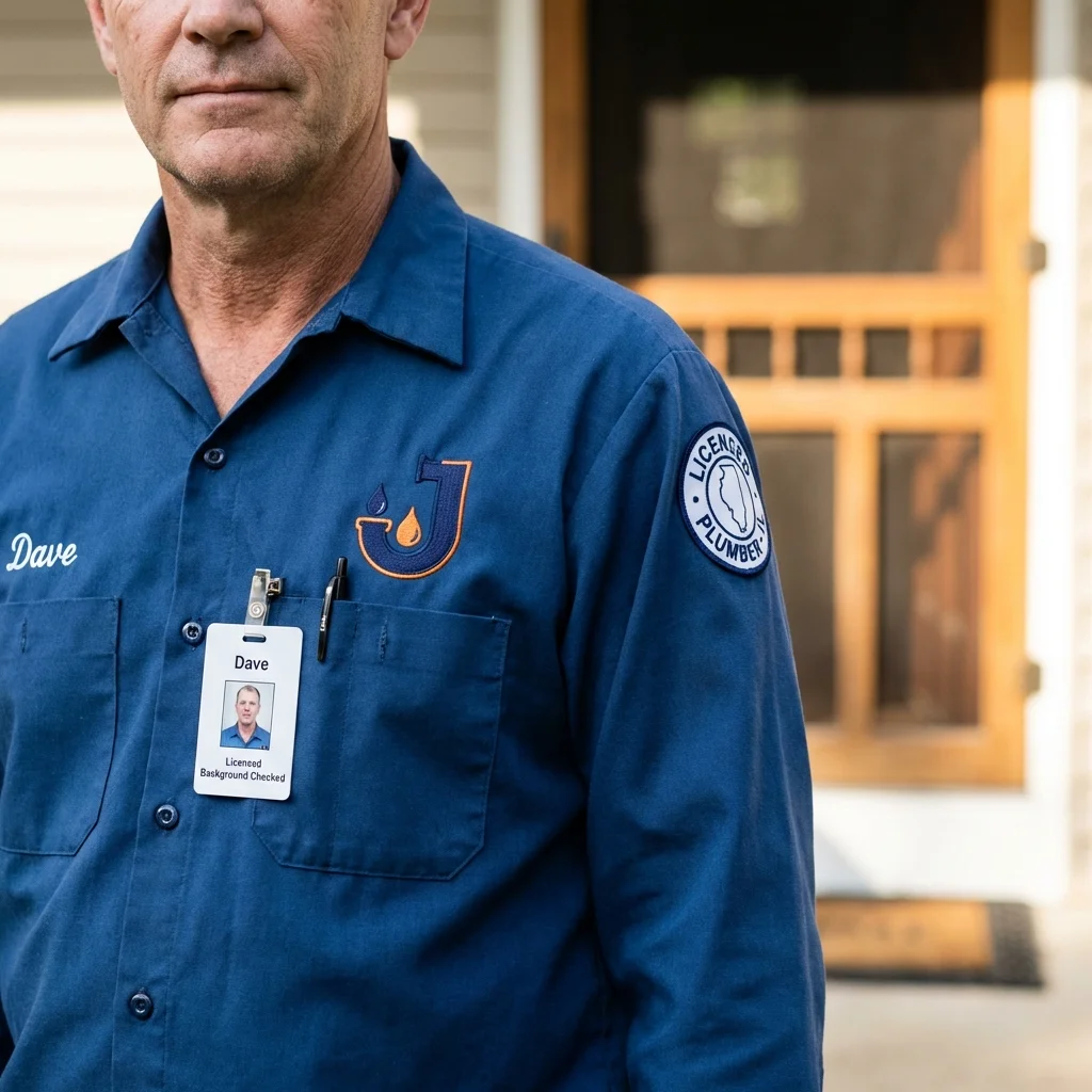 Licensed plumber showing ID badge in New Providence, NJ