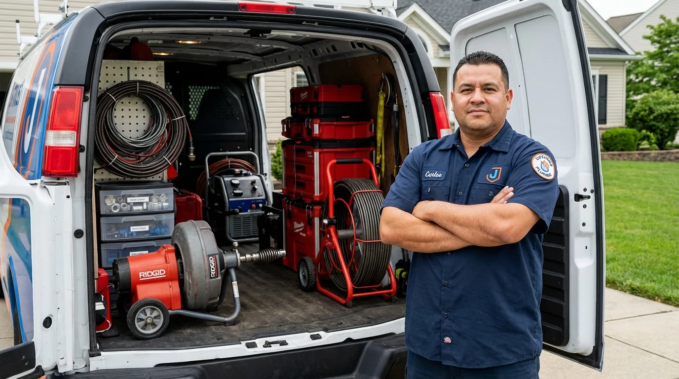 Professional drain cleaning equipment and Johns Plumbing LLC plumber in New Providence