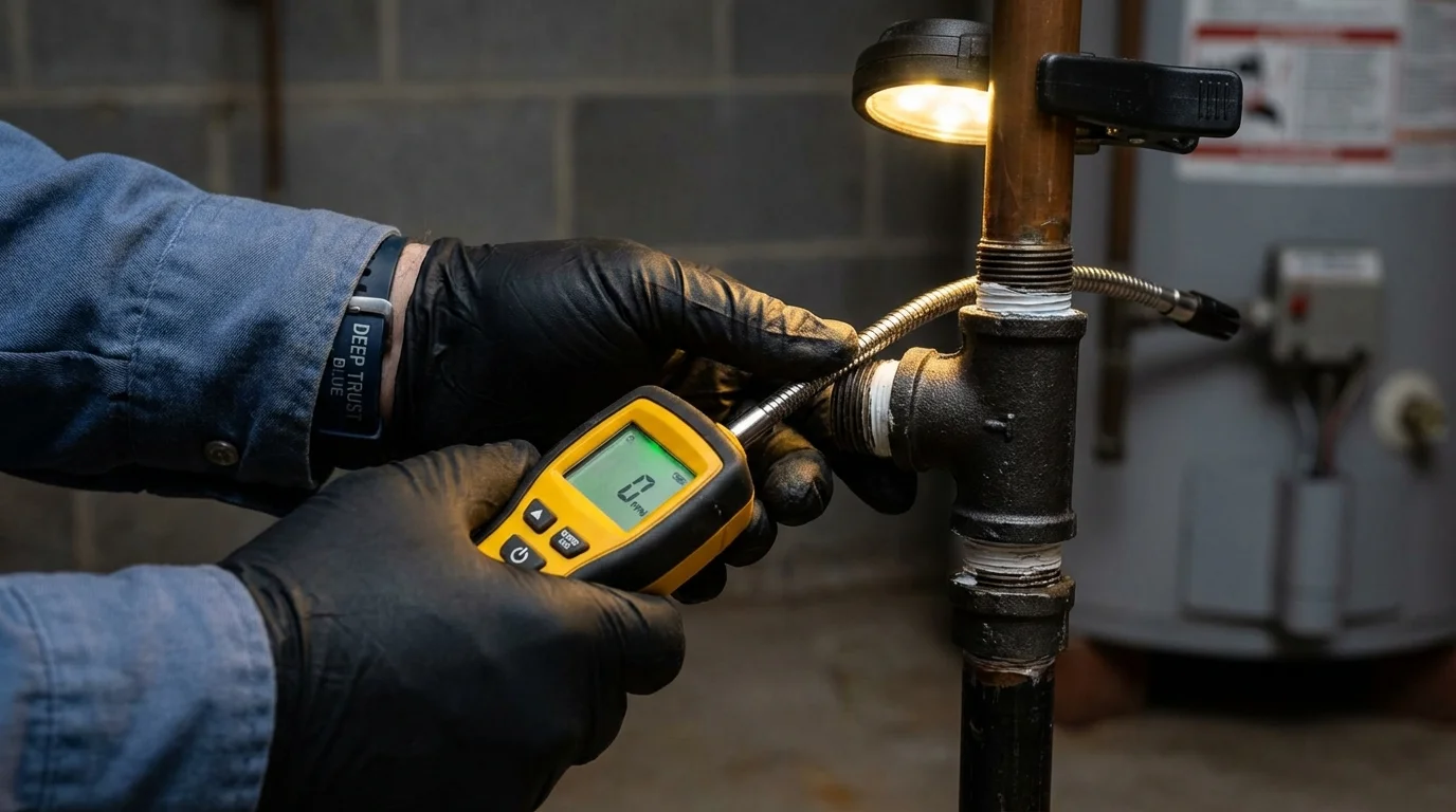 Gas leak detection with electronic sniffer by Johns Plumbing LLC in New Providence